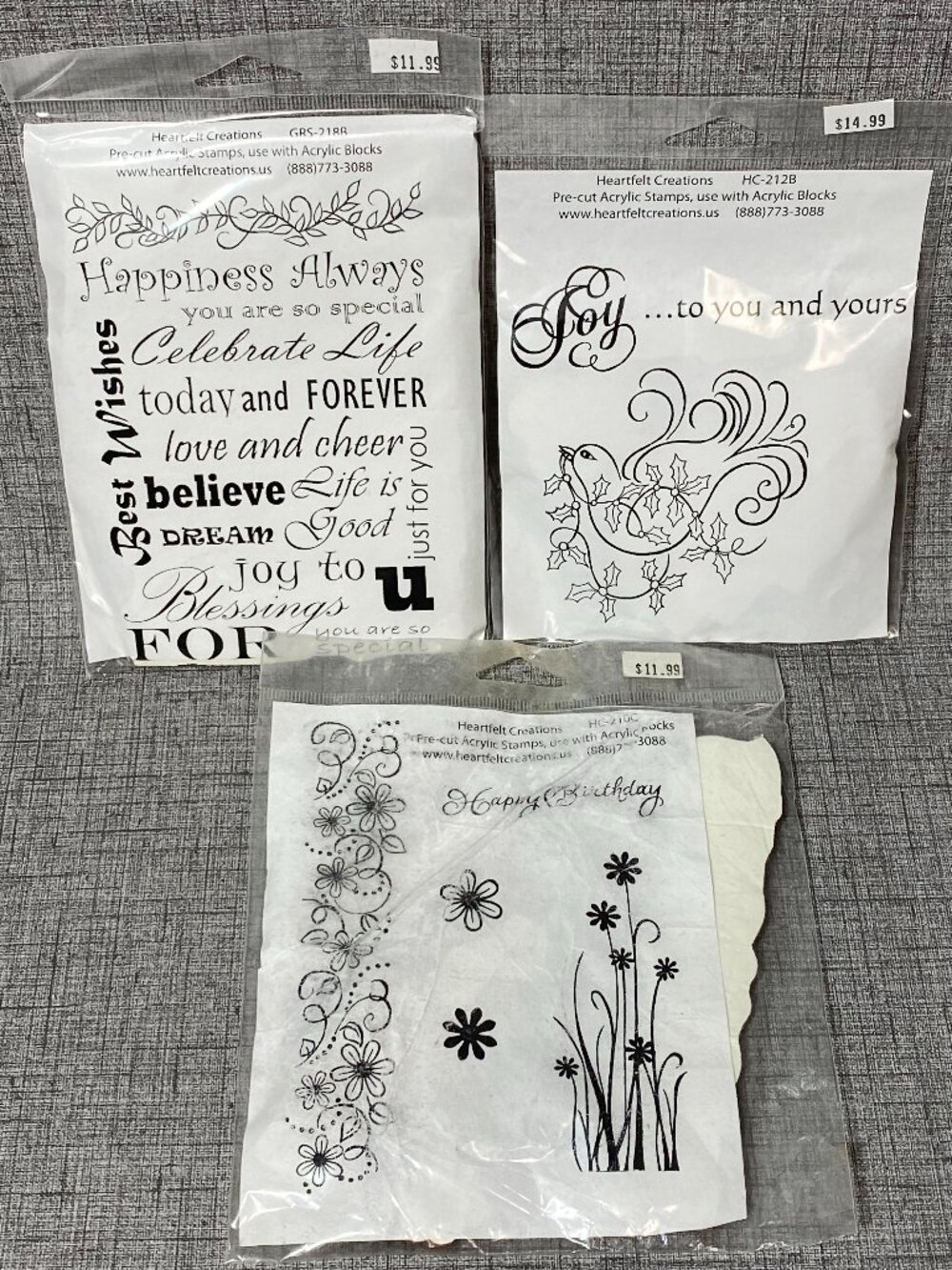 VTG HEARTFELT CREATIONS Rubber Cling Stamps RETIRED RARE 3 Sets - 10pc Lot NOS